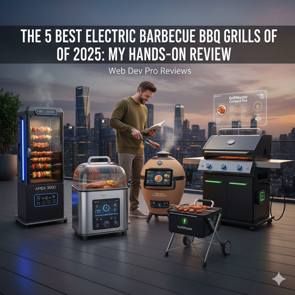 The Weber Q 2400 electric barbecue grill searing steaks