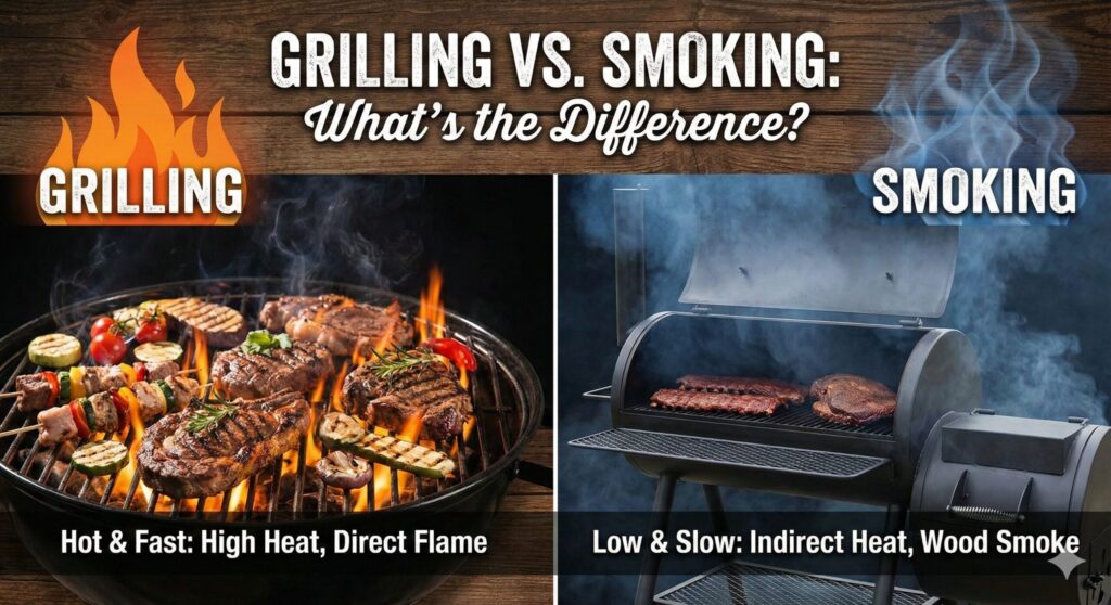 difference between grilling and smoking