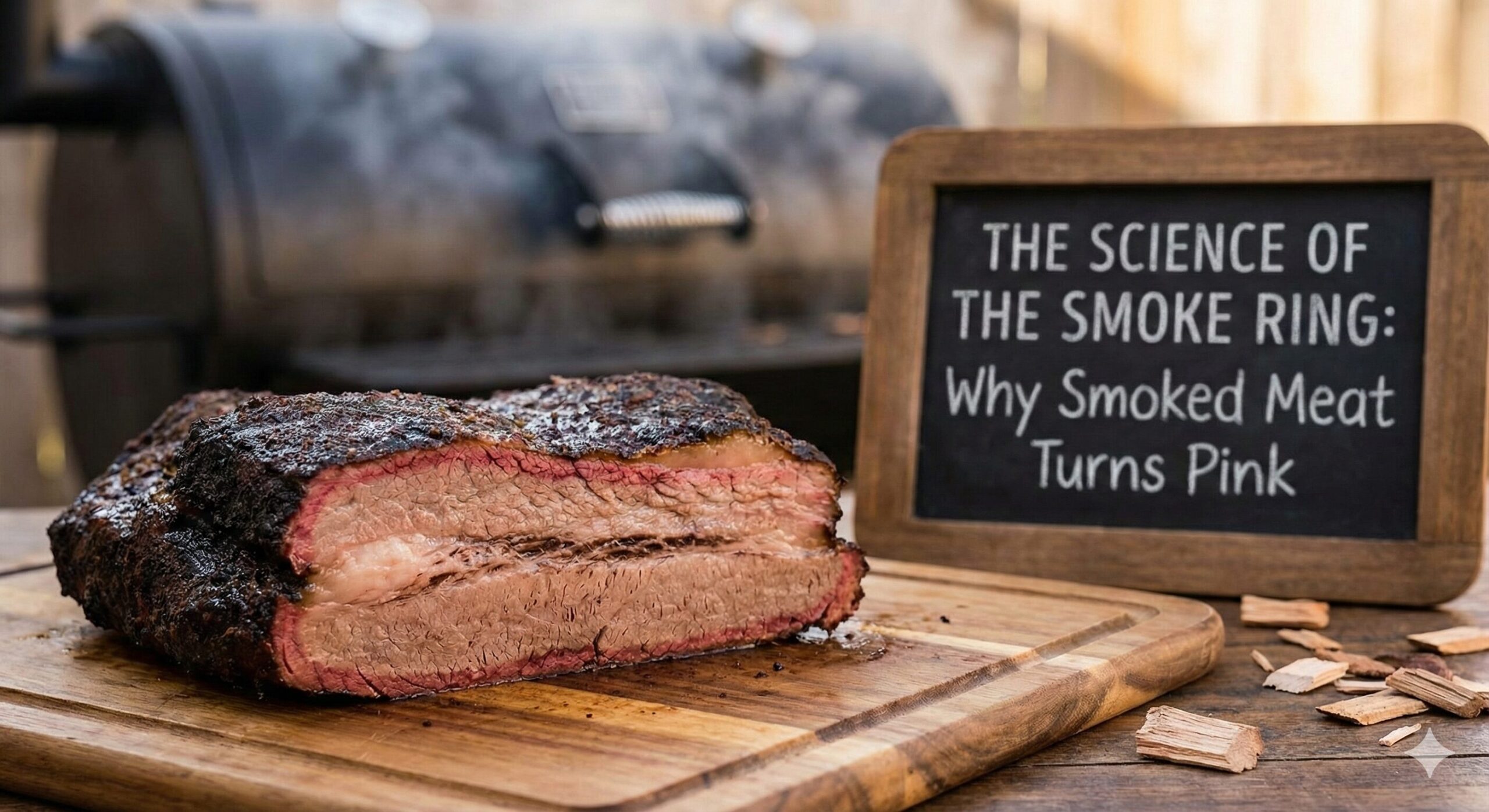 Sliced brisket showing a distinct pink smoke ring around the edges